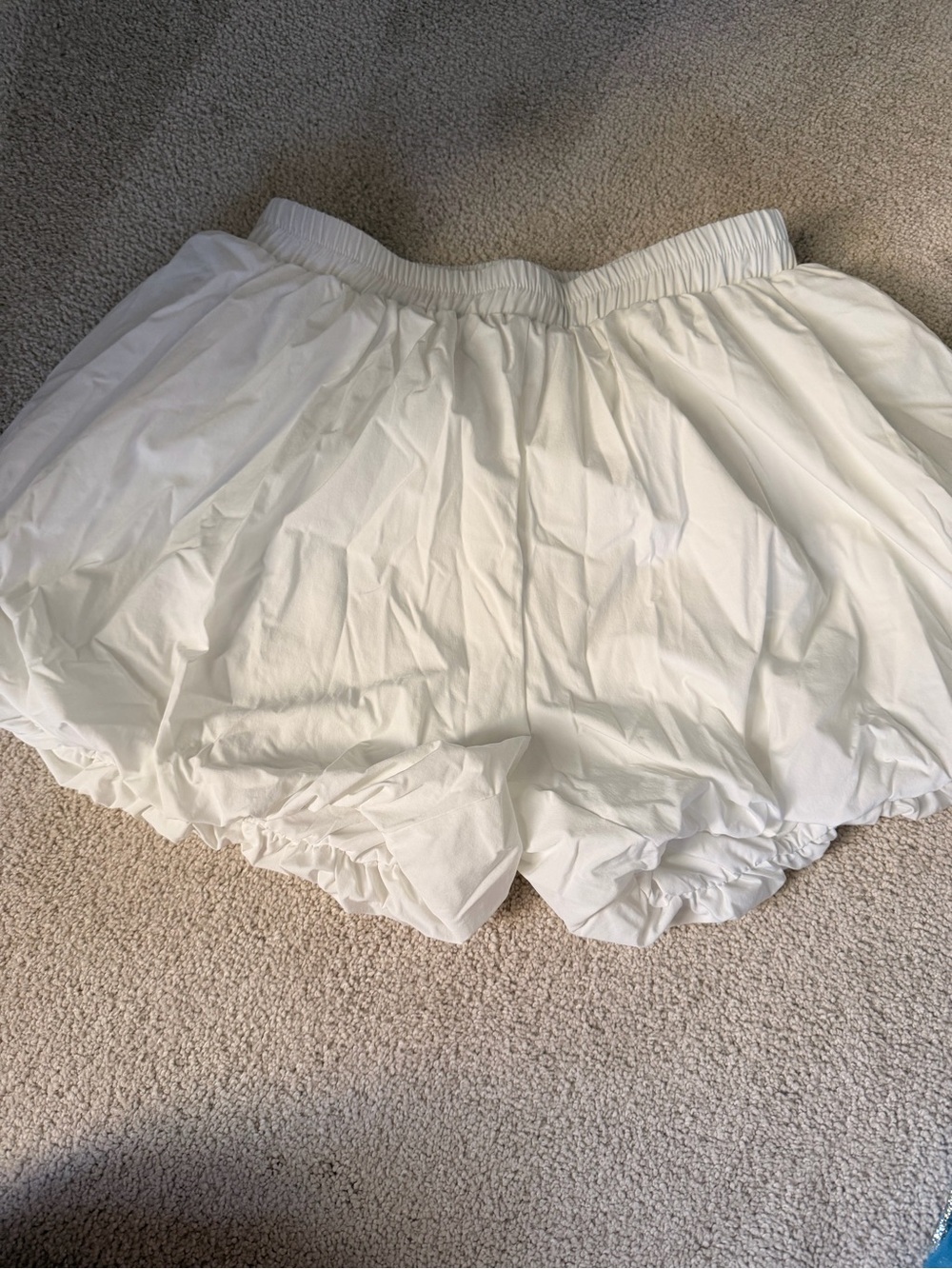 Women's White Bubble Shorts with Elastic Waist